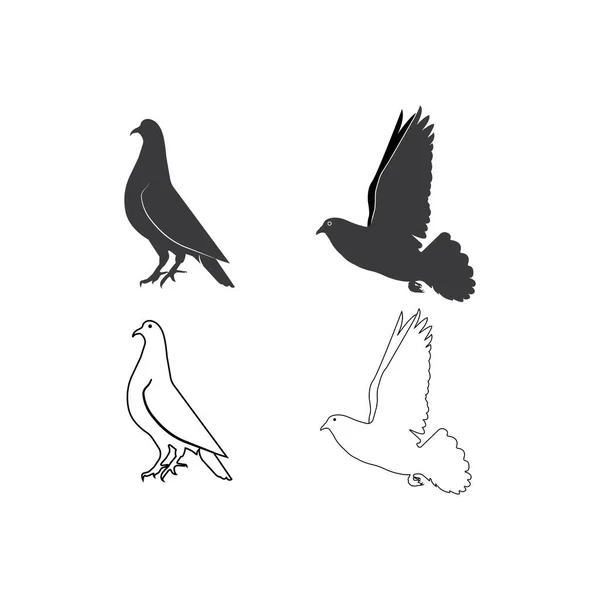 Illustration Icône Vectorielle Silhouette Pigeon — Image vectorielle