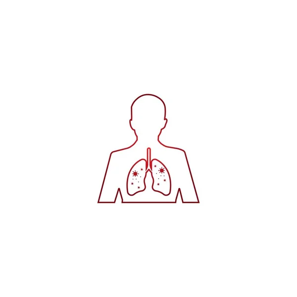 Lungs Icono Vector Ilustración Logotipo Diseño Plantilla Fondo — Vector de stock