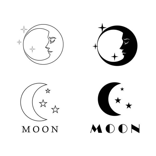 Moon Star Vector Icon Illustration Logo Design — Stock Vector