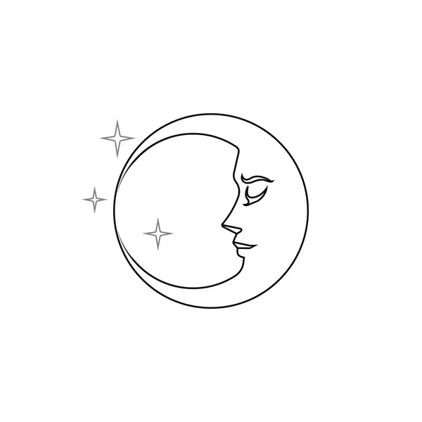 Luna Estrella Vector Icono Ilustración Logo Diseño — Vector de stock