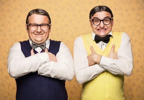 Portrait of two nerds — Stock Photo, Image
