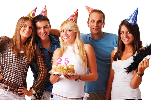 Young people on birthday party — Stock Photo, Image