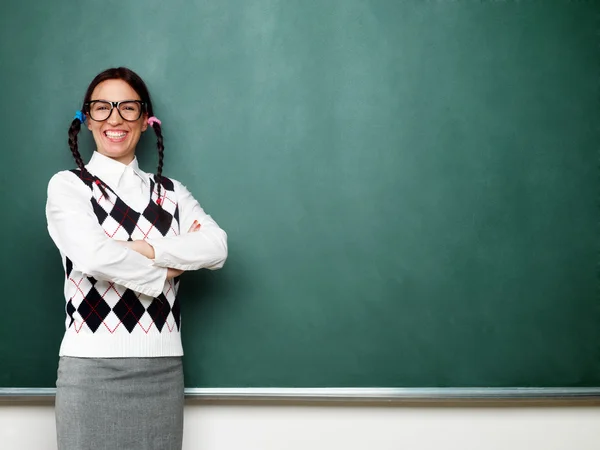 Retrato de una joven nerd femenina — Foto de Stock