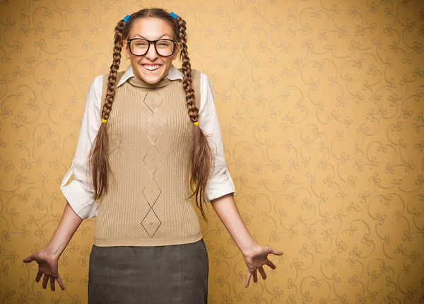 Portrait of young female nerd — Stock Photo, Image