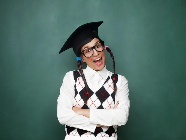 Female nerd with crossed arms — Stock Photo, Image