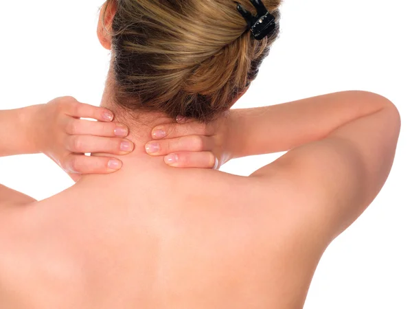 Woman with neck pain — Stock Photo, Image