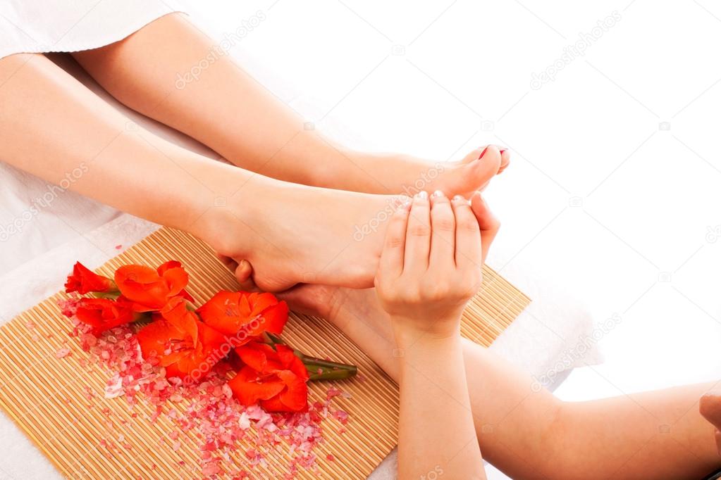 Foot massage at spa
