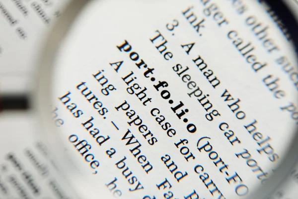 A dictionary and business definition of a word portfolio — Stock Photo, Image