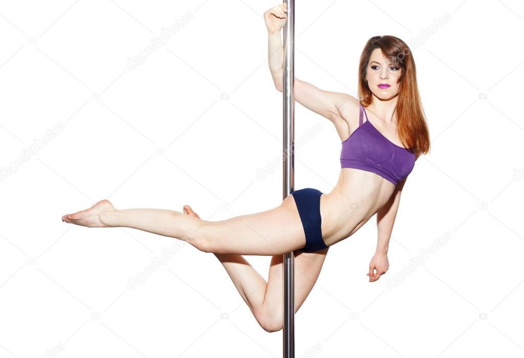 Young woman exercise pole dance