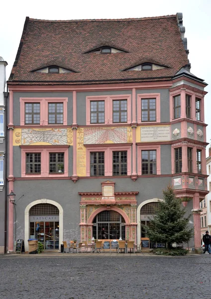 Görlitz Dezember 2018 Haus Mit Augenähnlichen Fenstern Auf Rotem Ziegeldach — Stockfoto