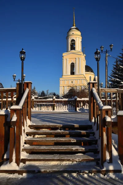 Escaleras Madera Catedral Transfiguración Invierno Radonezh Óblast Moscú Rusia — Foto de Stock