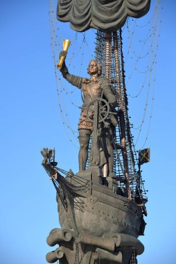 Rus imparatoru Büyük Peter 'ın anıtı, popüler bir simge. Moskova, Rusya