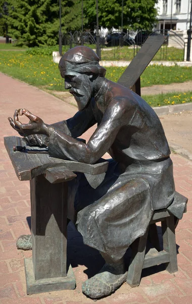 Kostroma Russia May 2021 Copper Monument Sculpture Jeweler Craftsman City — Stock Photo, Image