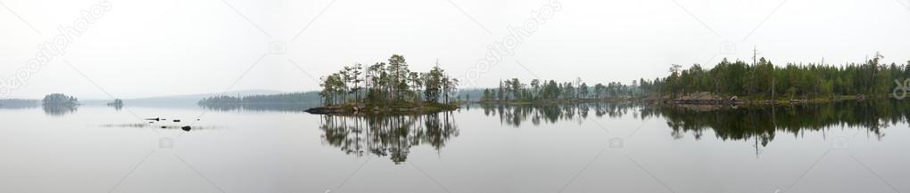 Misty lake panorama