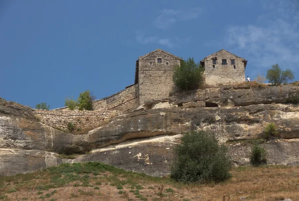 Middeleeuwse stad-Fort Chufut-boerenkool, Krim bergen — Stockfoto