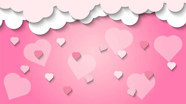 Vector Illustration Valentine Day Background Template Rainy Love Papercut Wallpaper — Stock Vector