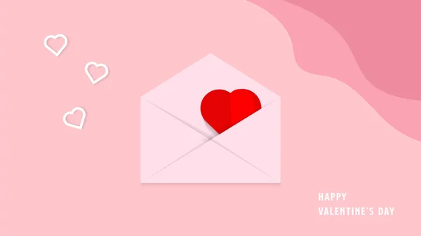 Coeurs Saint Valentin Avec Enveloppe Cadeau Carte Postale Éléments Coupés — Image vectorielle