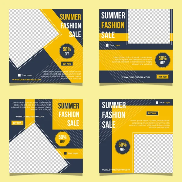 Summer Fashion Eladó Közösségi Média Post Banner Csomag Szerkeszthető Promóciós — Stock Vector
