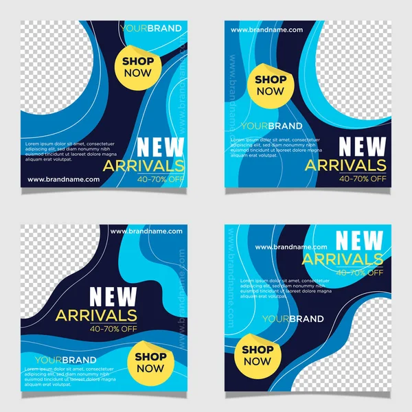 Nouveau Modèle Bannière Promotion Mode Arrivée Fond Vectoriel Couleur Bleue — Image vectorielle