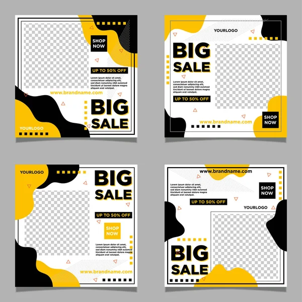 Modèle Bannière Promotionnelle Big Sale Marketing Fond Vectoriel Couleur Jaune — Image vectorielle