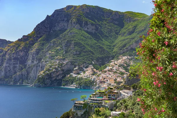 Positano Italien Maj 2020 Generisk Från Fjärran Från Positano Och — Stockfoto