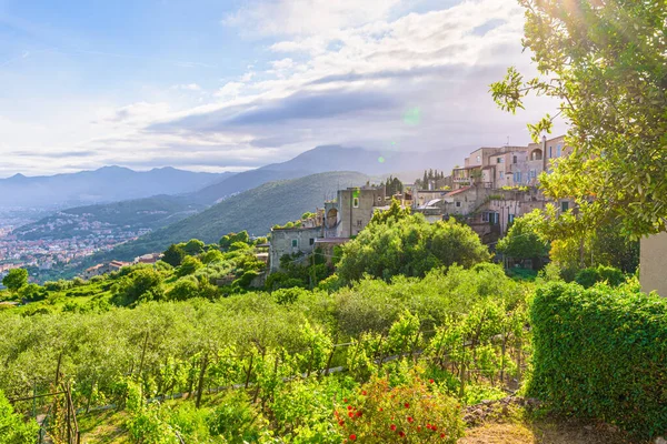 Borgio Verezzi Italien Maj 2021 Förtrollande Panoramautsikt Från Ett Land — Stockfoto