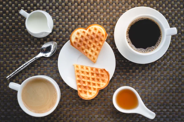 Kaffee Waffelherz — Stockfoto