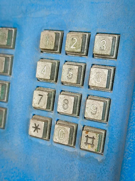 Vecchio Numero Pulsante Telefono Pubblico Immagine Ravvicinata — Foto Stock