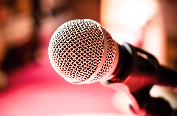 Microphone in karaoke room or conference room — Stock Photo, Image