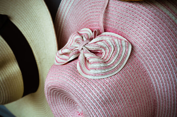 Close up of pink vintage hat