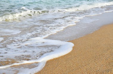 Görüntü kum plaj deniz dalgasının kapatın