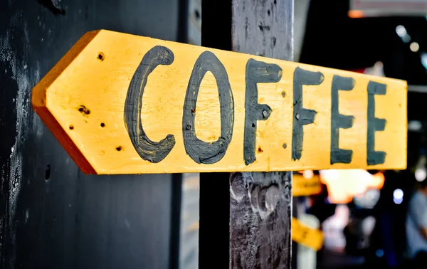 Wooden Retro Coffee Shop Sign — Stock Photo, Image
