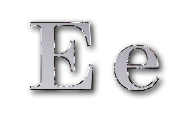 Alfabe sembol E - gümüş metal