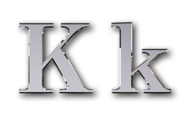 Alfabe sembol K - gümüş metal