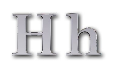 Alfabe sembol H - gümüş metal
