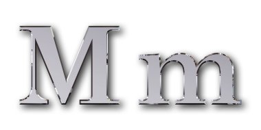Alfabe sembol M - gümüş metal