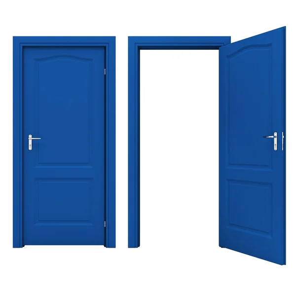 Open blue door isolated on a white background — Stock Photo, Image