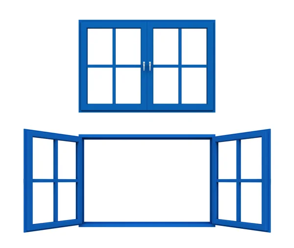 Niebieskie okno ramki — Zdjęcie stockowe