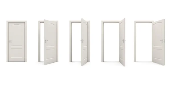 Beyaz bir arka plan üzerinde izole açık beyaz kapı