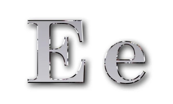 Abeceda symbolu E - stříbrná Metal — Stock fotografie