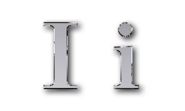 Metal alphabet symbol I - silver — Stock Photo, Image