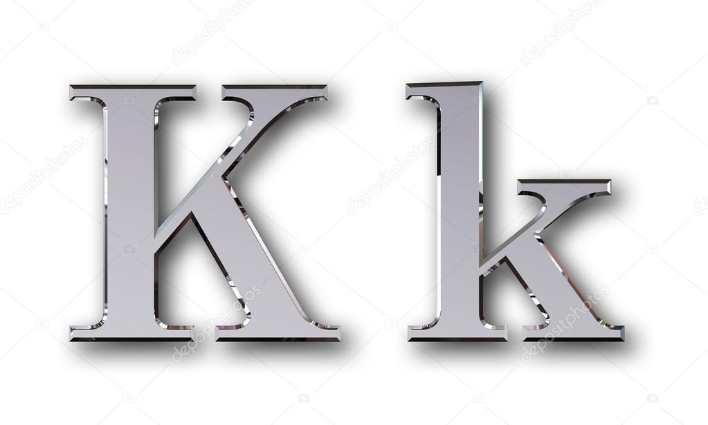 Metal alphabet symbol K - silver