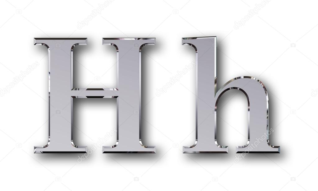 Metal alphabet symbol H - silver