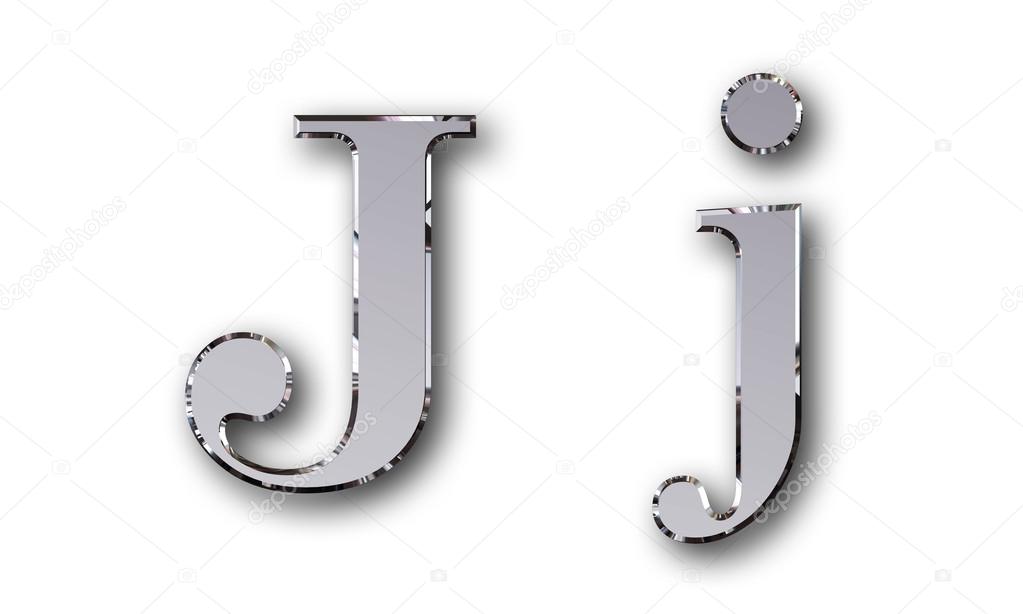 Metal alphabet symbol J - silver