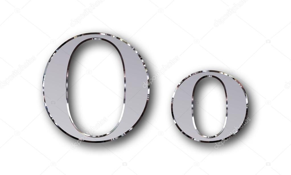Metal alphabet symbol O - silver