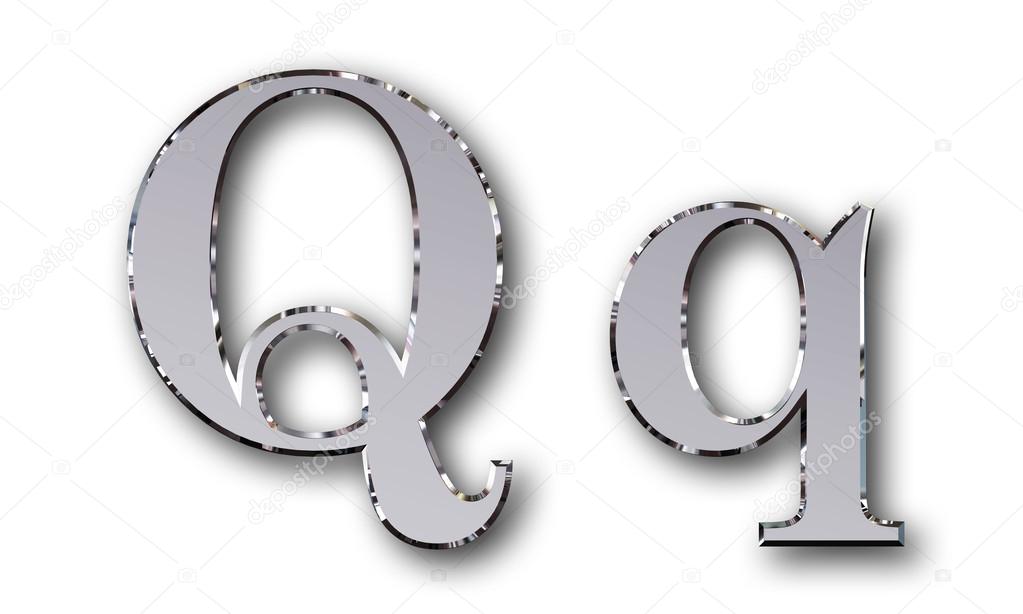 Metal alphabet symbol Q - silver