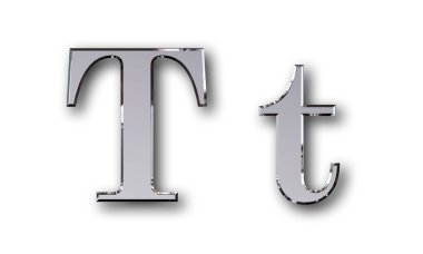 Alfabe sembol T - gümüş metal
