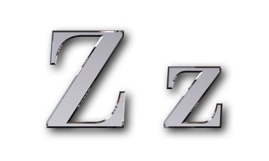 Alfabe sembol Z - gümüş metal
