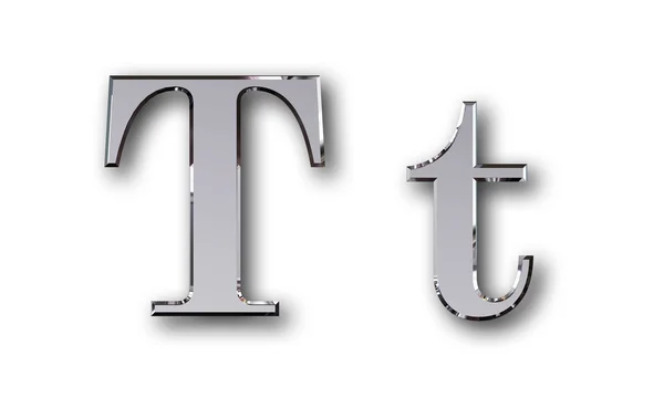 Alphabet métal symbole T - argent — Photo