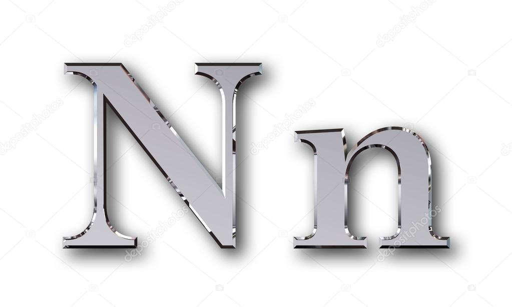 Metal alphabet symbol N - silver